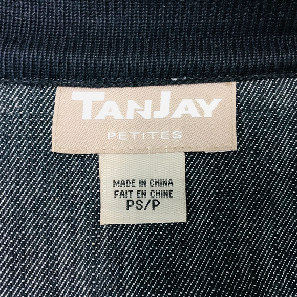 TanJay Navy Blue Denim Ribbed Knit Zip Sweater PS - Picture 4 of 5